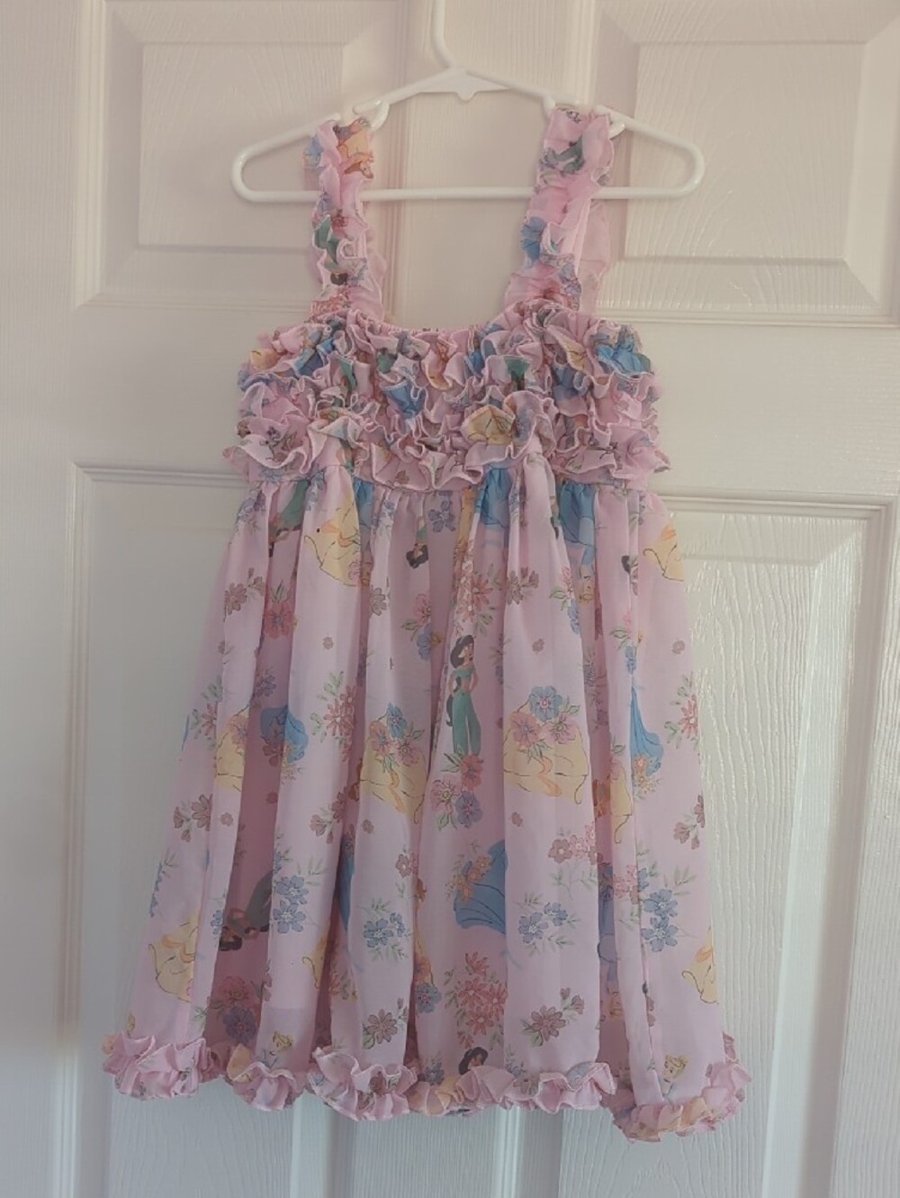 Disney Girls Pink Ruffle Sundress with Floral & Princess Print - Picture 6 of 8